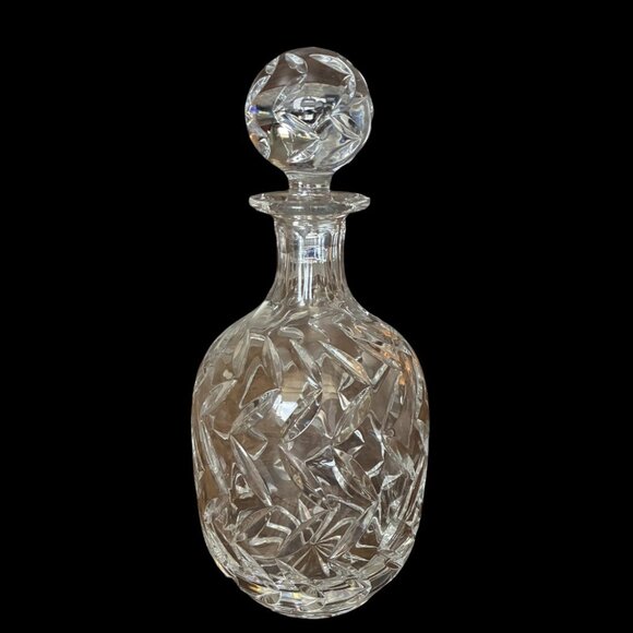 Vintage Block Polish Lead Crystal Liquor Decanter & Stopper - Geometric Cut - Picture 2 of 4